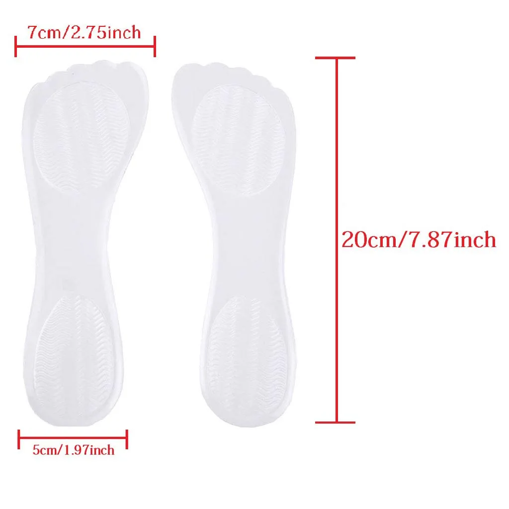 2 Pairs Silicone High Heel Everyday Insoles, Massage Foot Cushion, Soft Gel Shoe Insert Pads for Pain Relief, Length: 21cm, Transparent