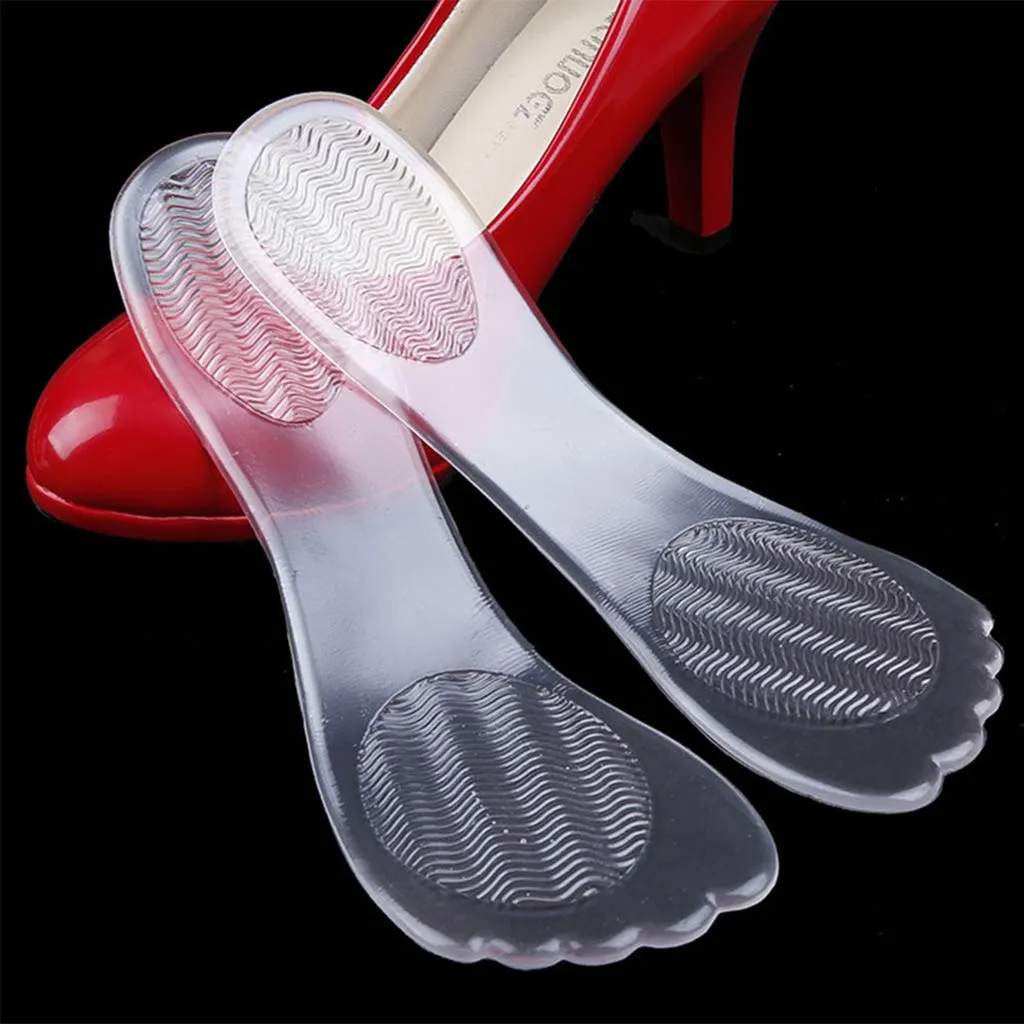 2 Pairs Silicone High Heel Everyday Insoles, Massage Foot Cushion, Soft Gel Shoe Insert Pads for Pain Relief, Length: 21cm, Transparent
