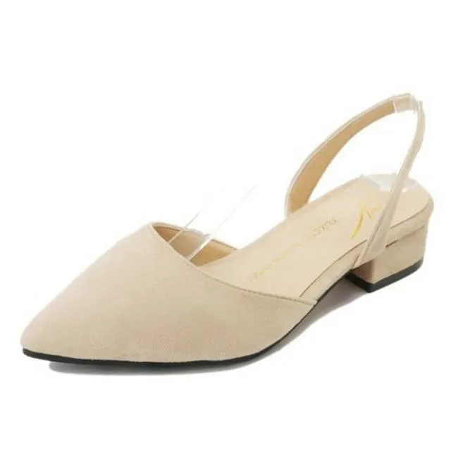 2018 low-heeled 3cm high heels thick with pointed shallow mouth suede sandals female summer spring shoes Women sandals s014