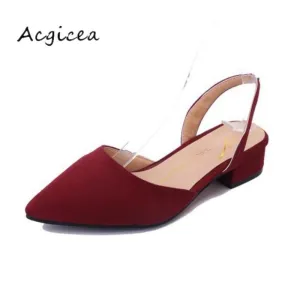 2018 low-heeled 3cm high heels thick with pointed shallow mouth suede sandals female summer spring shoes Women sandals s014