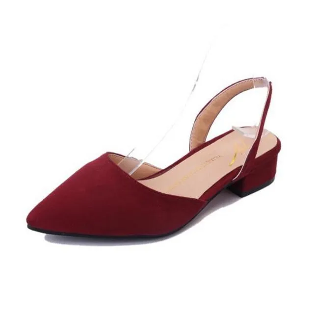 2018 low-heeled 3cm high heels thick with pointed shallow mouth suede sandals female summer spring shoes Women sandals s014