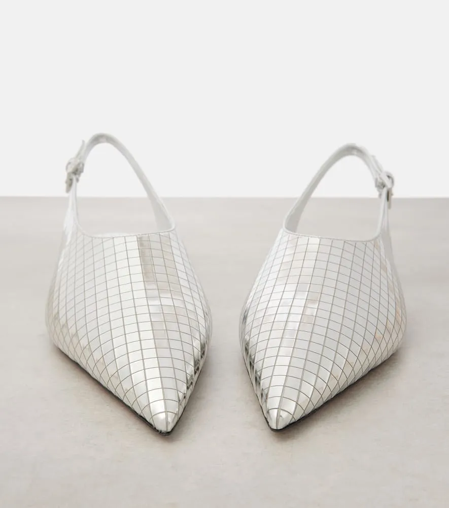 Alaia Art Deco mirrored leather slingback flats