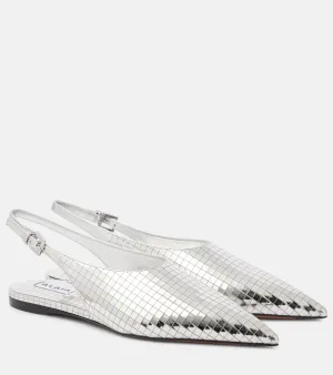 Alaia Art Deco mirrored leather slingback flats