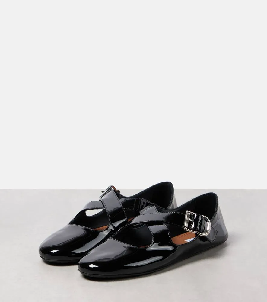 Alaia Criss Cross patent leather ballet flats