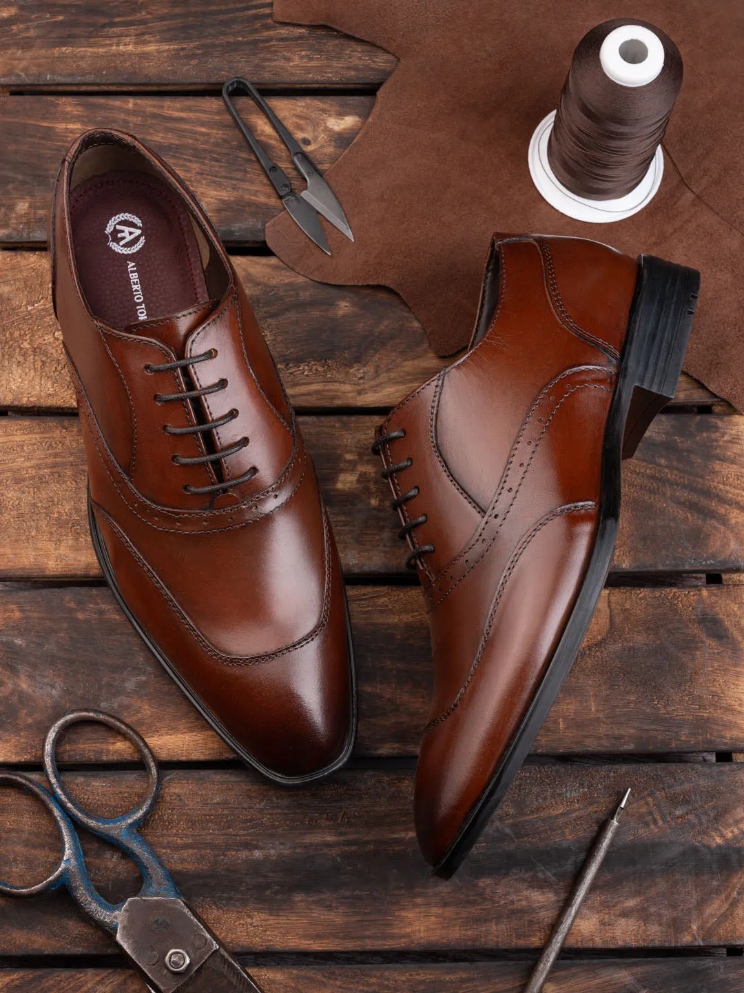 Alberto Torresi Genuine Leather Brown Laceup Formal Shoes