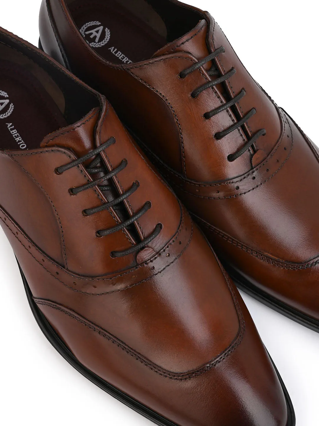Alberto Torresi Genuine Leather Brown Laceup Formal Shoes