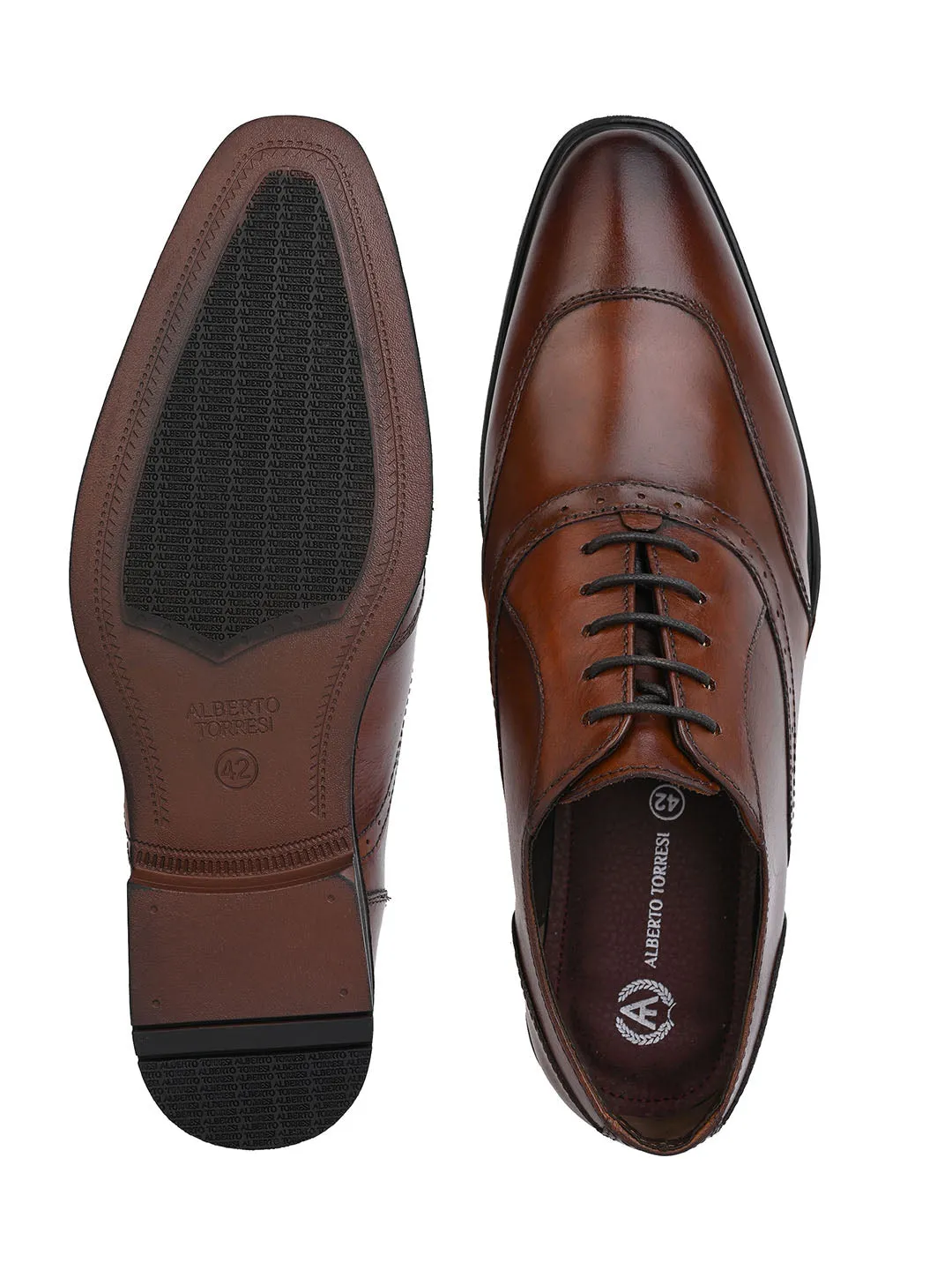 Alberto Torresi Genuine Leather Brown Laceup Formal Shoes