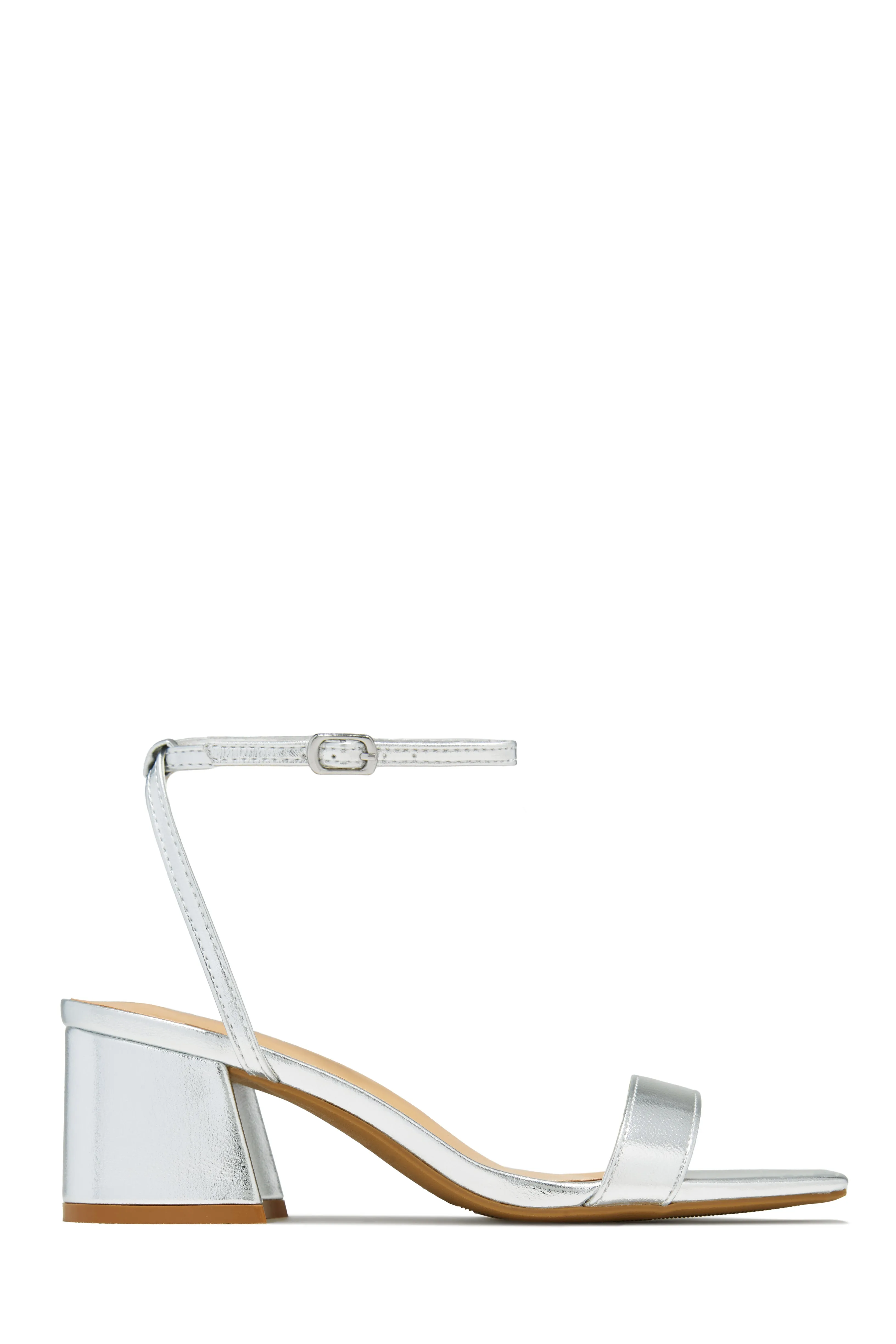 Alina Block Mid Heels - Silver