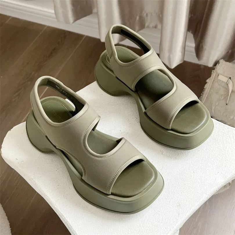 Amozae- Ladies Summer Sandals Platform Green Wedge Shoes Casual Comfort Sandals Shoes For Women Platform Sandals Open Toe Shoes 2024
