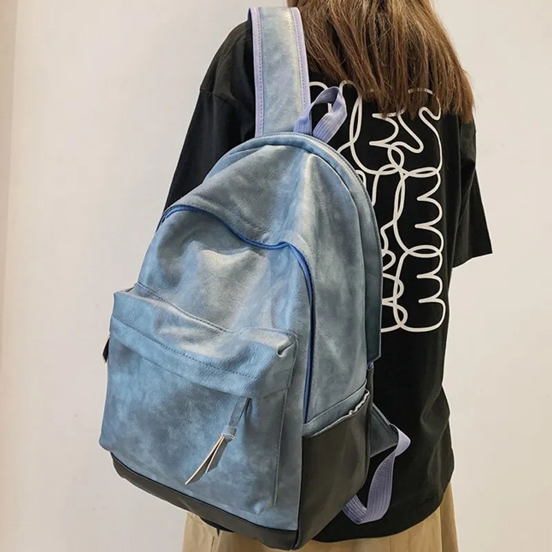 Back to College DIEHE Large Backpack Women Leather Rucksack Men Travel Backpacks Black Shoulder School Bags for Teenage Girls Mochila Back Pack