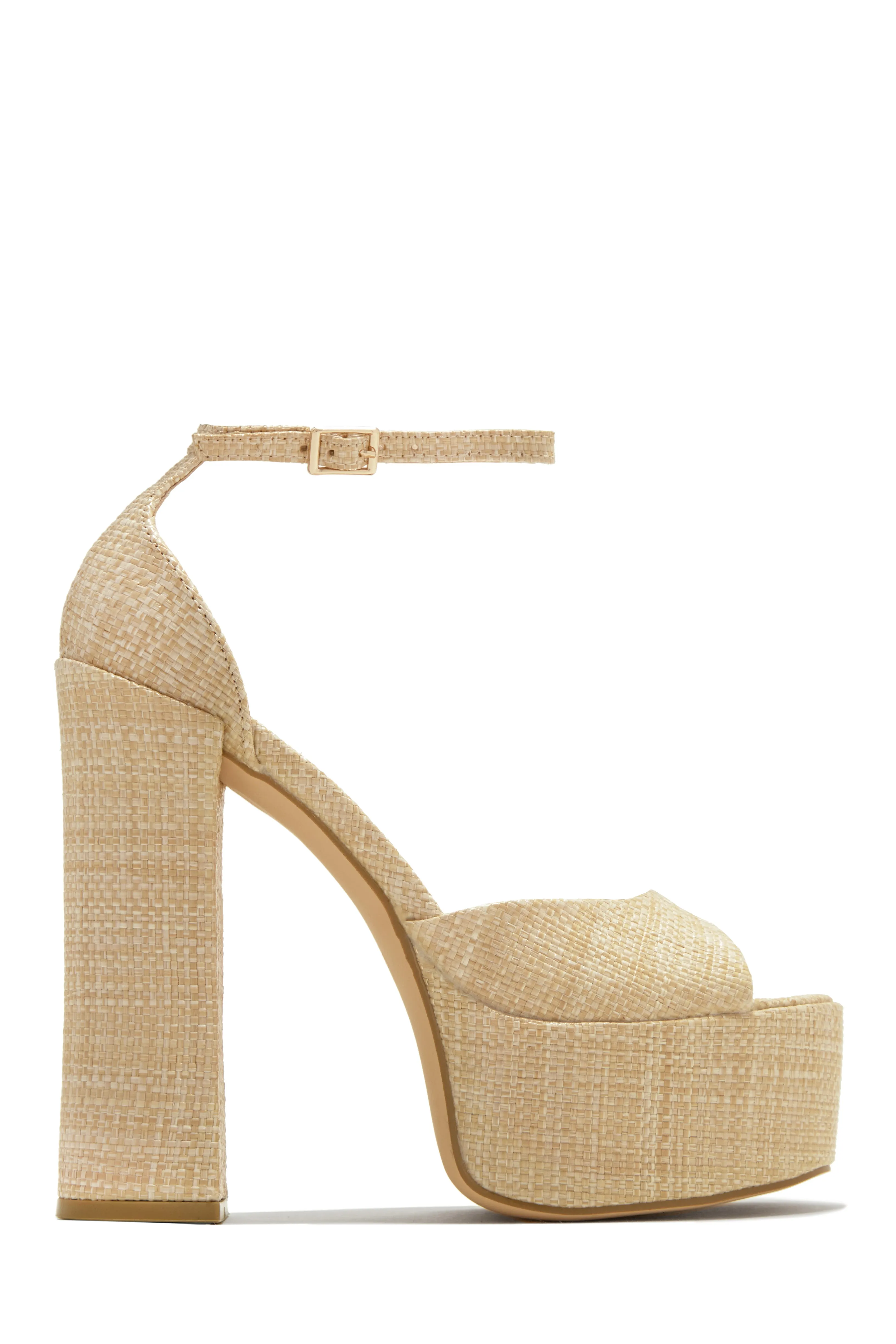 Baecation Platform Block High Heels - Denim