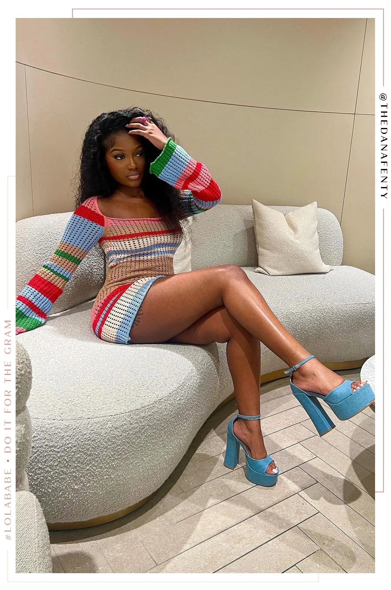 Baecation Platform Block High Heels - Denim