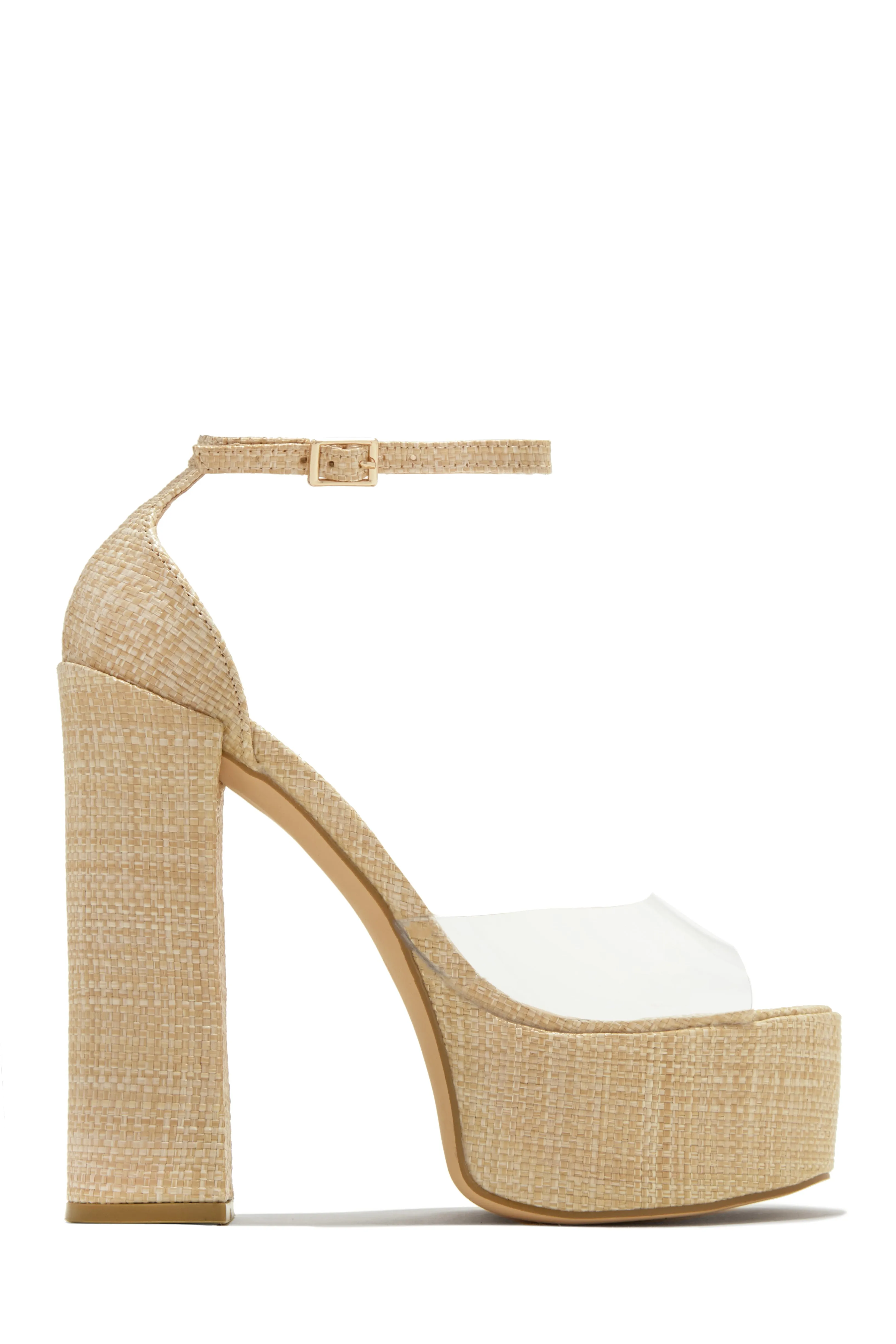 Baecation Platform Block High Heels - Denim
