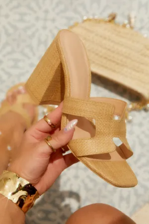 Bianka Block Mid Heels - Natural