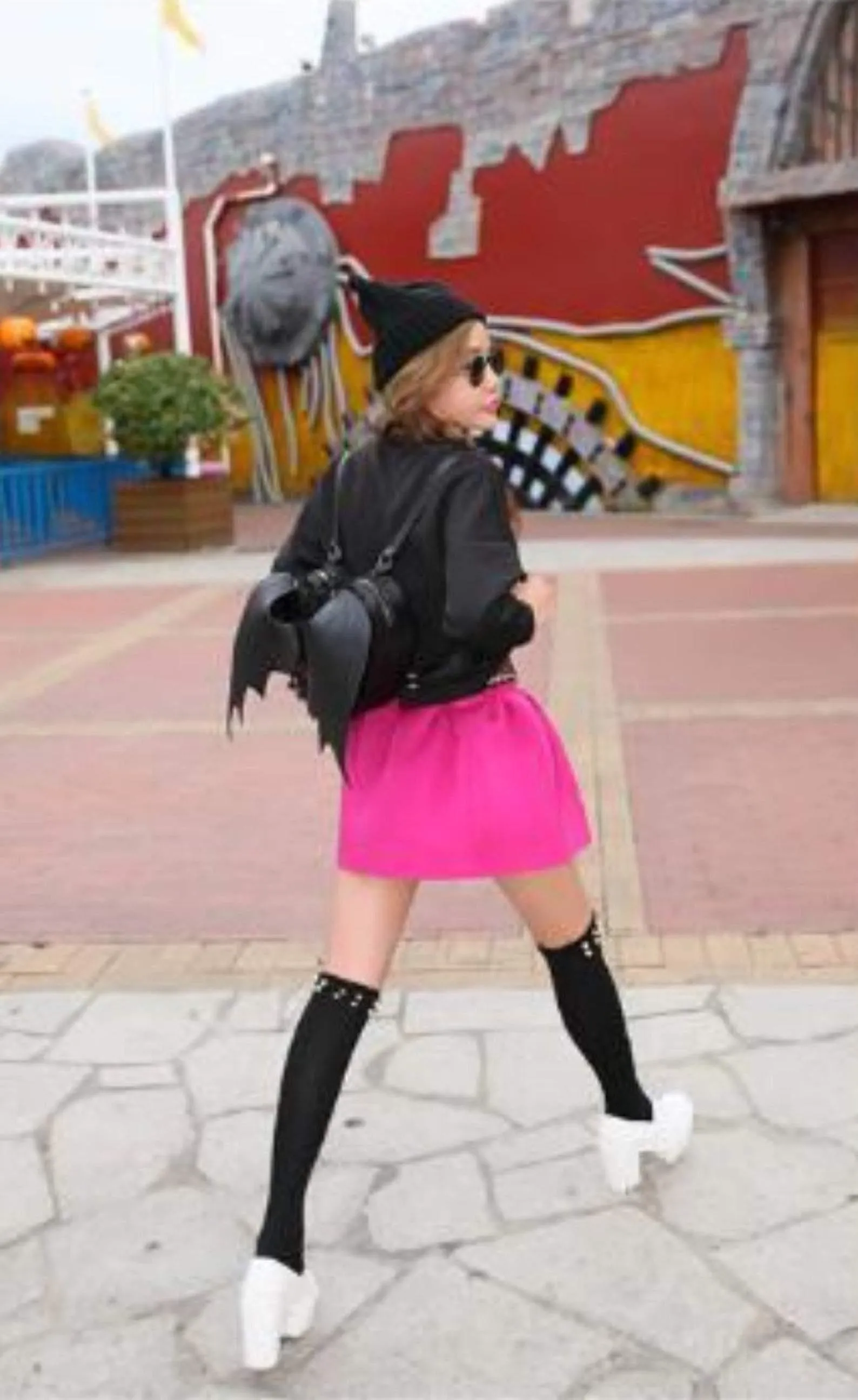 Black Heart Lace Fringed Bat Wing Angel Backpack Kawaii Harajuku Goth Punk Rock Devil Halloween Cosplay PU Leather Mochila