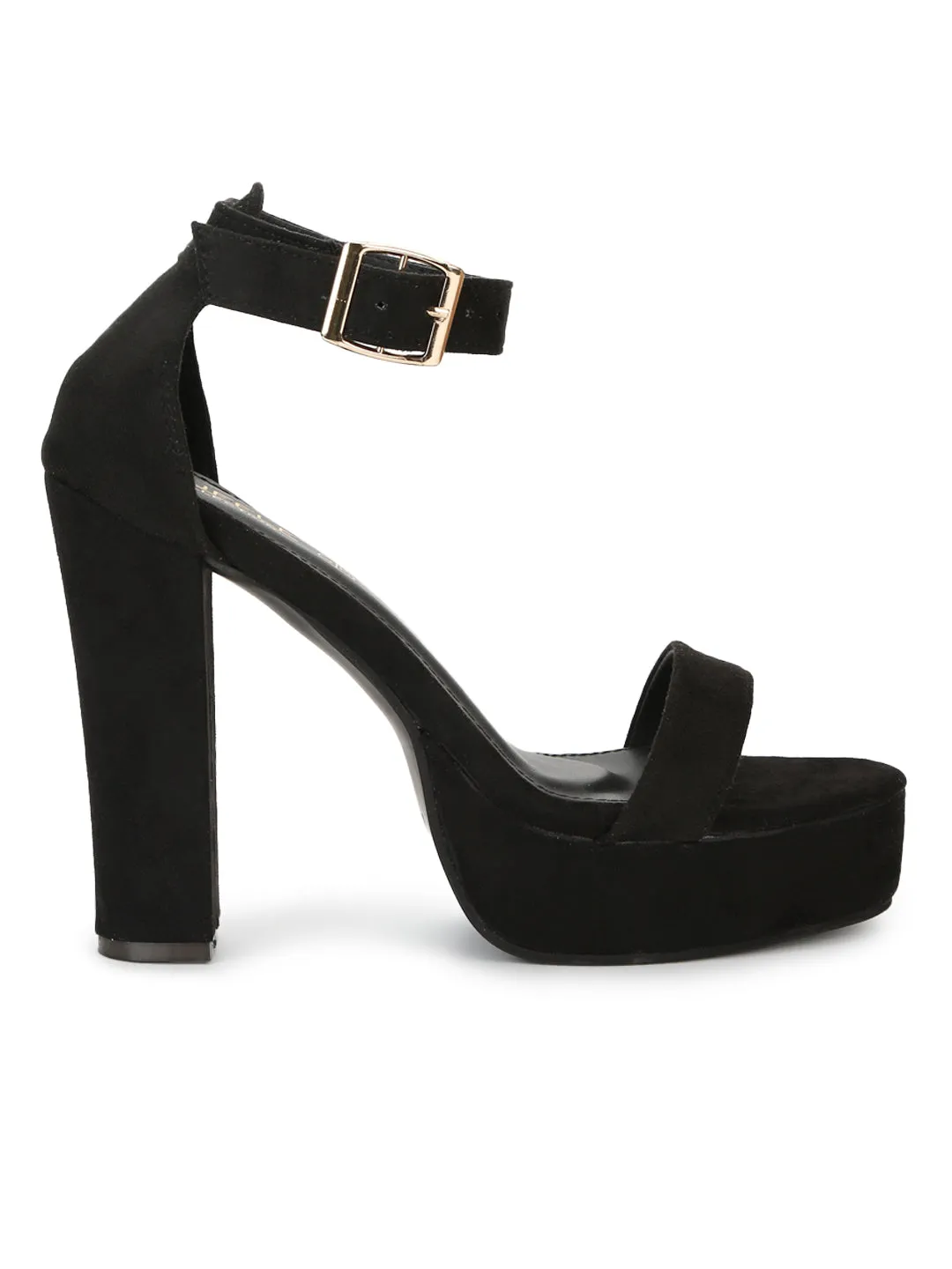 Black Micro High Platform Heels
