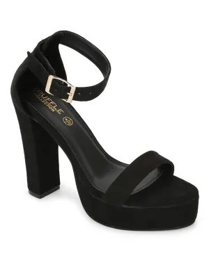 Black Micro High Platform Heels