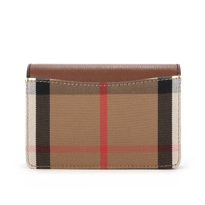 Burberry Hampshire Derby House Check Leather Cross Body Bag Wallet with Strap