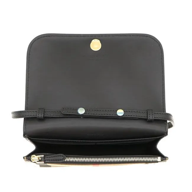 Burberry Hampshire Derby House Check Leather Cross Body Bag Wallet with Strap