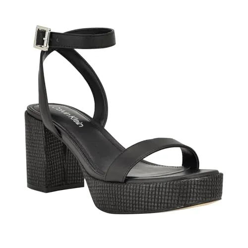 Calvin Klein Women's Lalah Heeled Sandal, Ivory 150, 10