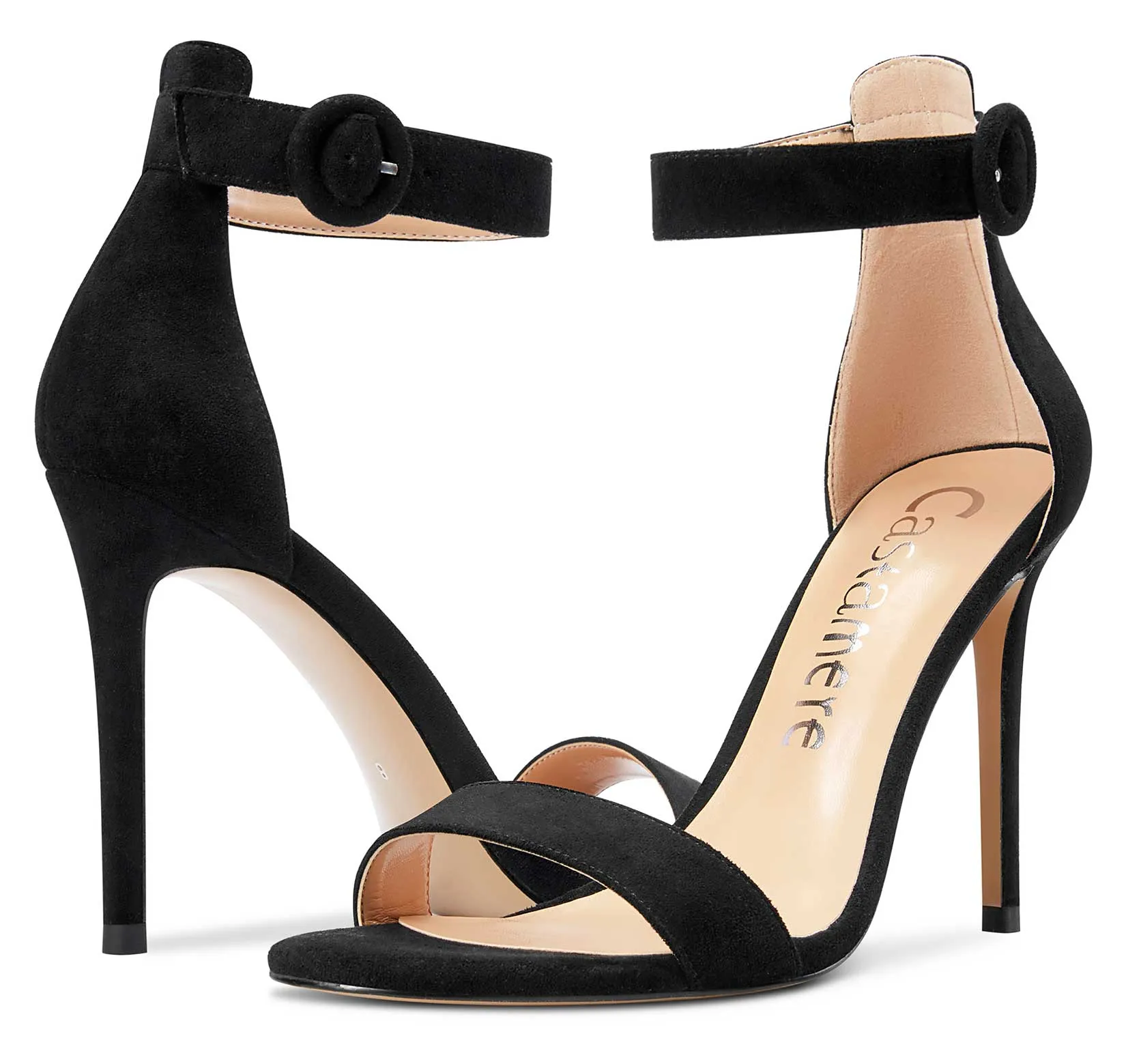 CASTAMERE Womens High Heels Sandals Buckle Ankle Strap Open Toe Basic 10CM Stilettos Sandal