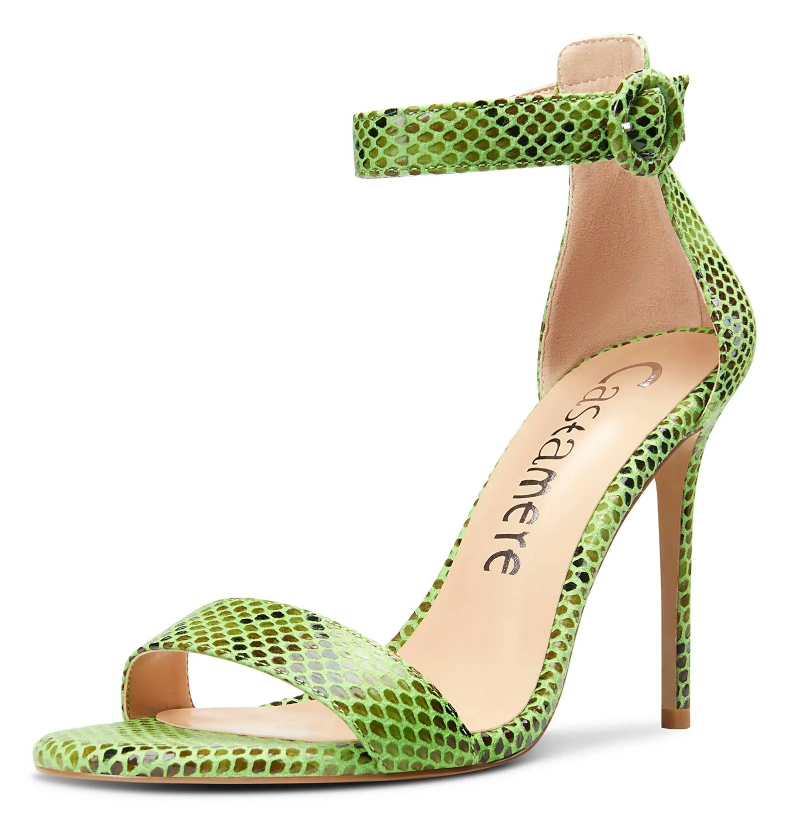 CASTAMERE Womens High Heels Sandals Buckle Ankle Strap Open Toe Basic 10CM Stilettos Sandal