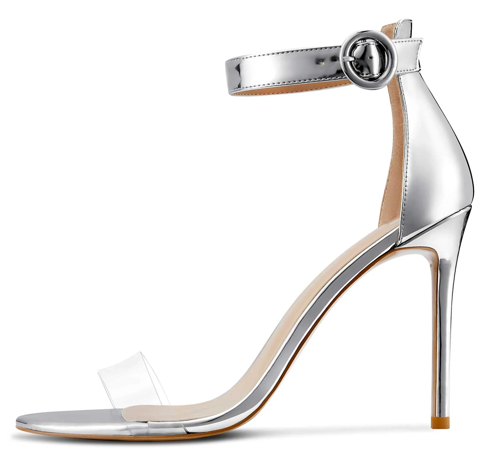 CASTAMERE Womens High Heels Sandals Buckle Ankle Strap Open Toe Basic 10CM Stilettos Sandal