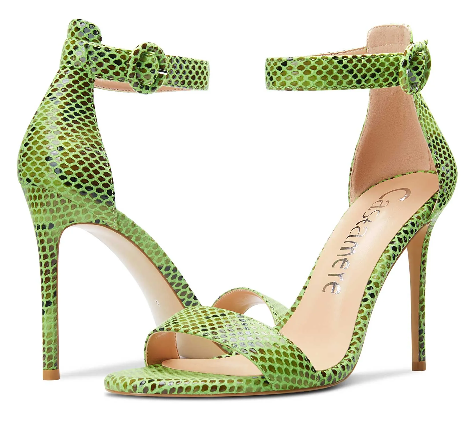 CASTAMERE Womens High Heels Sandals Buckle Ankle Strap Open Toe Basic 10CM Stilettos Sandal