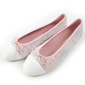Chanel Ballet Flats Cotton Tweed Calfskin 38