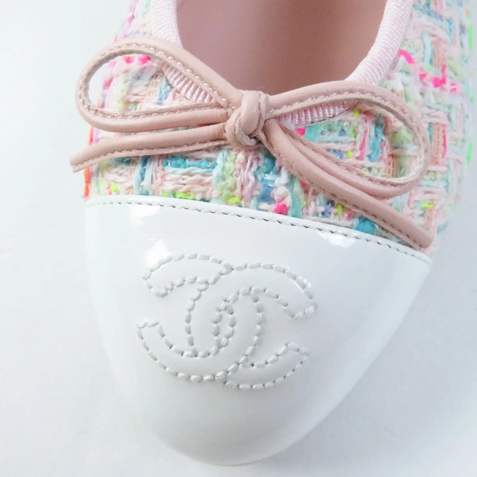 Chanel Ballet Flats Cotton Tweed Calfskin 38