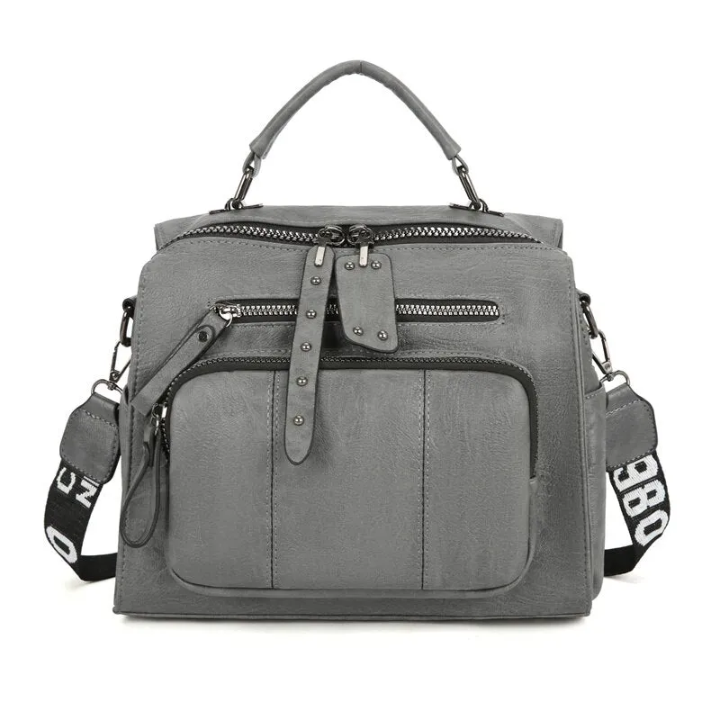 Christmas Gift 2021 New Backpack High Quality Soft PU Leather Backpack Women Large Travel Backpack School Bags for Teenage Girl Shoulder Bags