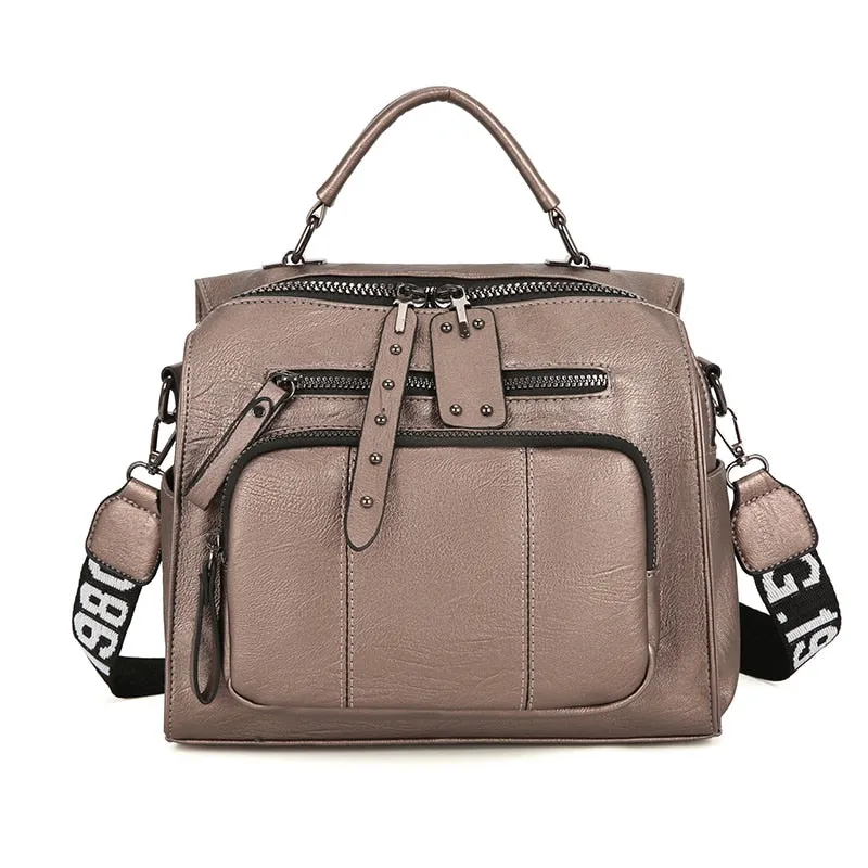 Christmas Gift 2021 New Backpack High Quality Soft PU Leather Backpack Women Large Travel Backpack School Bags for Teenage Girl Shoulder Bags