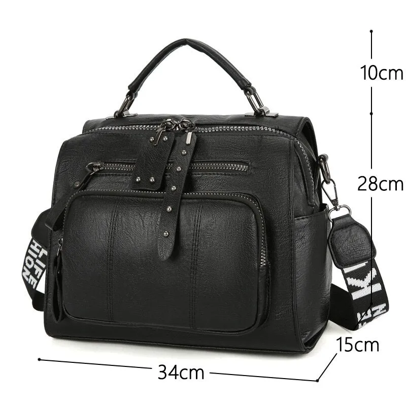 Christmas Gift 2021 New Backpack High Quality Soft PU Leather Backpack Women Large Travel Backpack School Bags for Teenage Girl Shoulder Bags