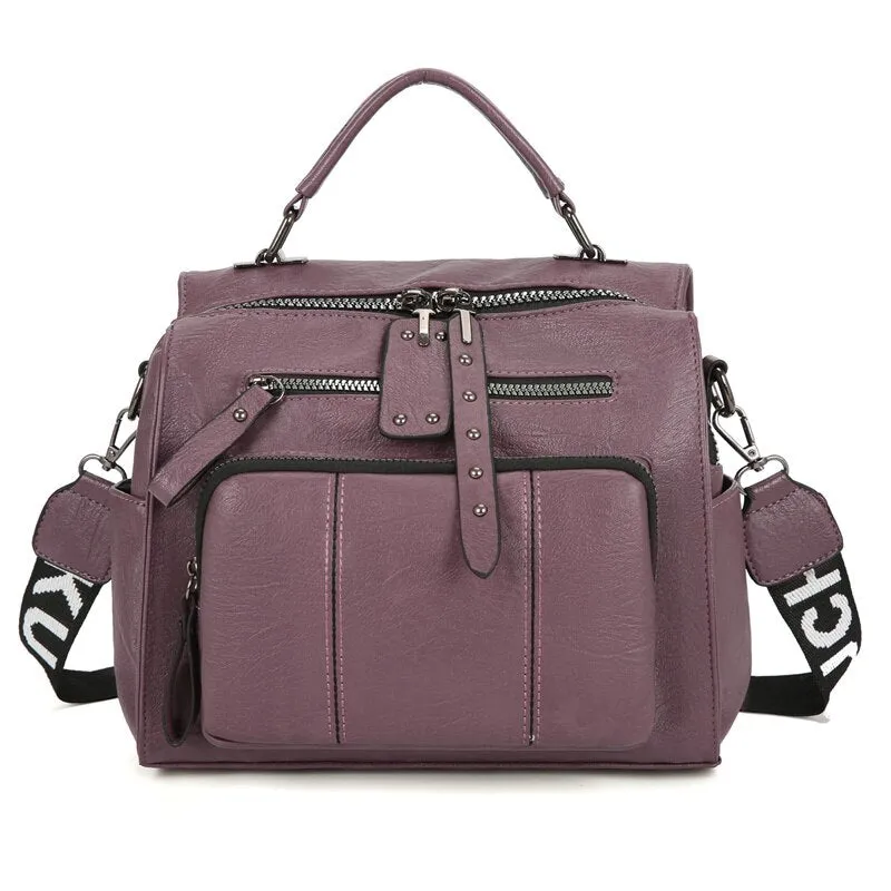 Christmas Gift 2021 New Backpack High Quality Soft PU Leather Backpack Women Large Travel Backpack School Bags for Teenage Girl Shoulder Bags