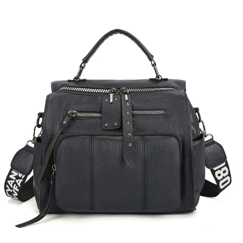 Christmas Gift 2021 New Backpack High Quality Soft PU Leather Backpack Women Large Travel Backpack School Bags for Teenage Girl Shoulder Bags