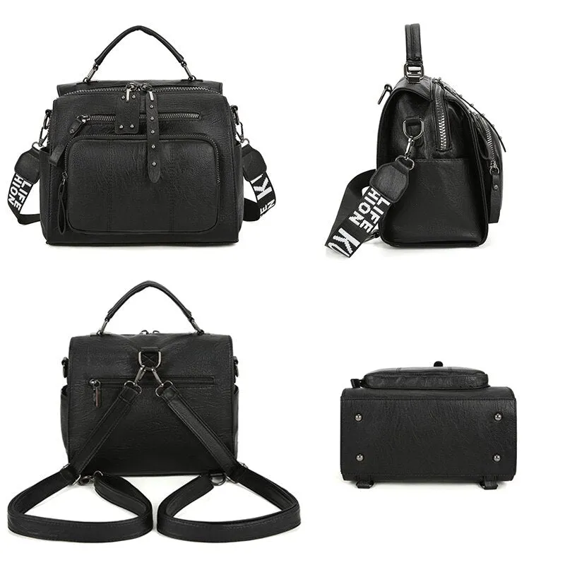 Christmas Gift 2021 New Backpack High Quality Soft PU Leather Backpack Women Large Travel Backpack School Bags for Teenage Girl Shoulder Bags