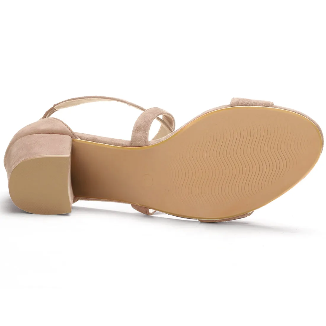 Crisscross Faux Suede Ankle Strap Block Heel Sandals