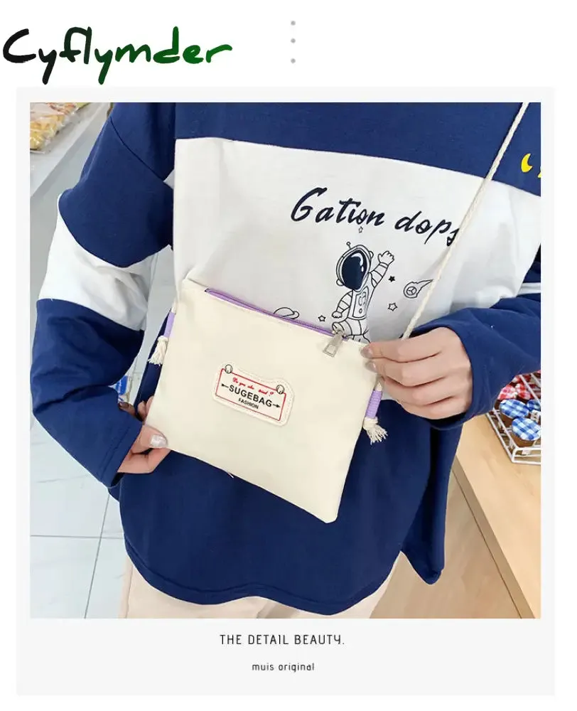 Cyflymder 5Pcs/set Canvas School Backpacks Women Lovely School Bags for Teenage Girls Bookbags Students Travel Shoulder Bags Ladies