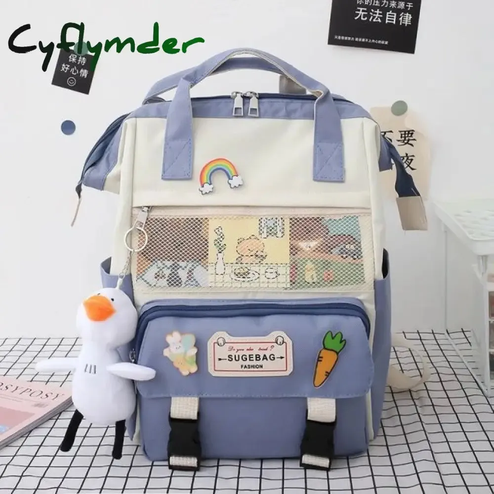 Cyflymder 5Pcs/set Canvas School Backpacks Women Lovely School Bags for Teenage Girls Bookbags Students Travel Shoulder Bags Ladies