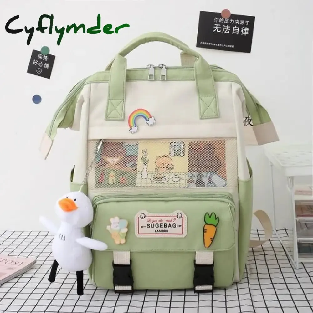 Cyflymder 5Pcs/set Canvas School Backpacks Women Lovely School Bags for Teenage Girls Bookbags Students Travel Shoulder Bags Ladies