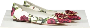 Dolce & Gabbana White Jacquard Rose Print Bellucci Ballet Flats UK 5 EU 38 👠