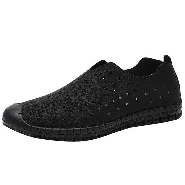Fashion Hollow Round-toe Leather Men's Loafers