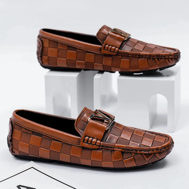 High Quality Genuine Leather Men's Casual Shoes Brand Cowhide Leather Shoes Crocodile Pattern Loafers Ladies Moccasin Flat Shoes