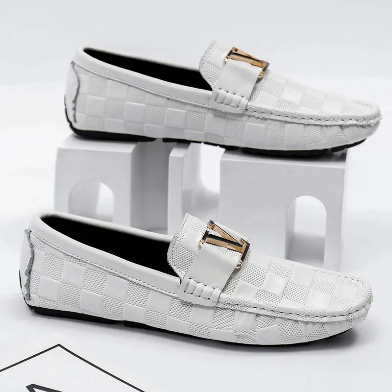 High Quality Genuine Leather Men's Casual Shoes Brand Cowhide Leather Shoes Crocodile Pattern Loafers Ladies Moccasin Flat Shoes