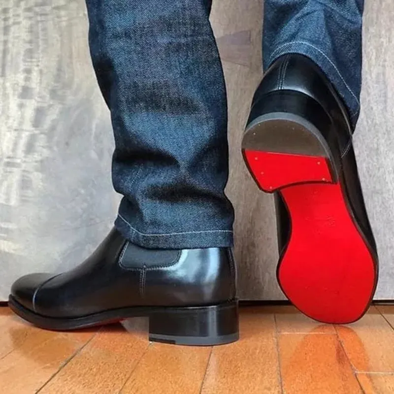 High Quality Red Bottom Chelsea Boots for Men