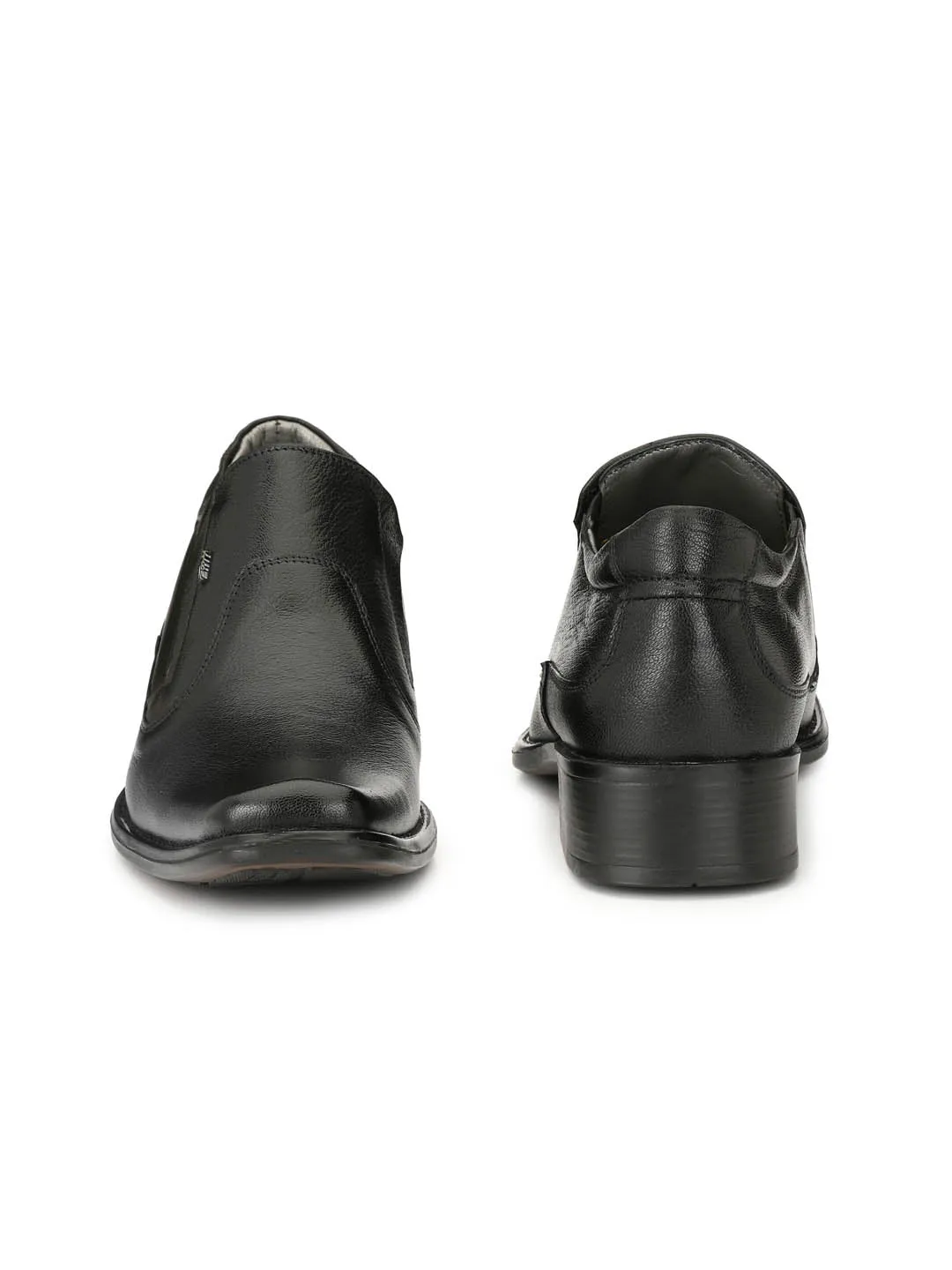 Hitz Men's Black Leather Slip On Formal Shoes