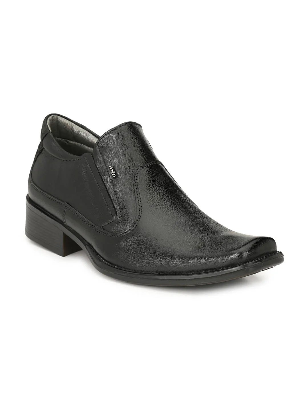 Hitz Men's Black Leather Slip On Formal Shoes