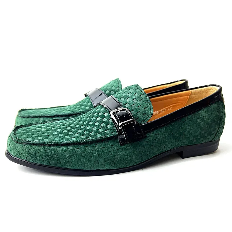 Italian Men's Loafers Shoes Black Green Monk Strap Slip On Men Dress Shoes Office Wedding Party Leather men casual shoes