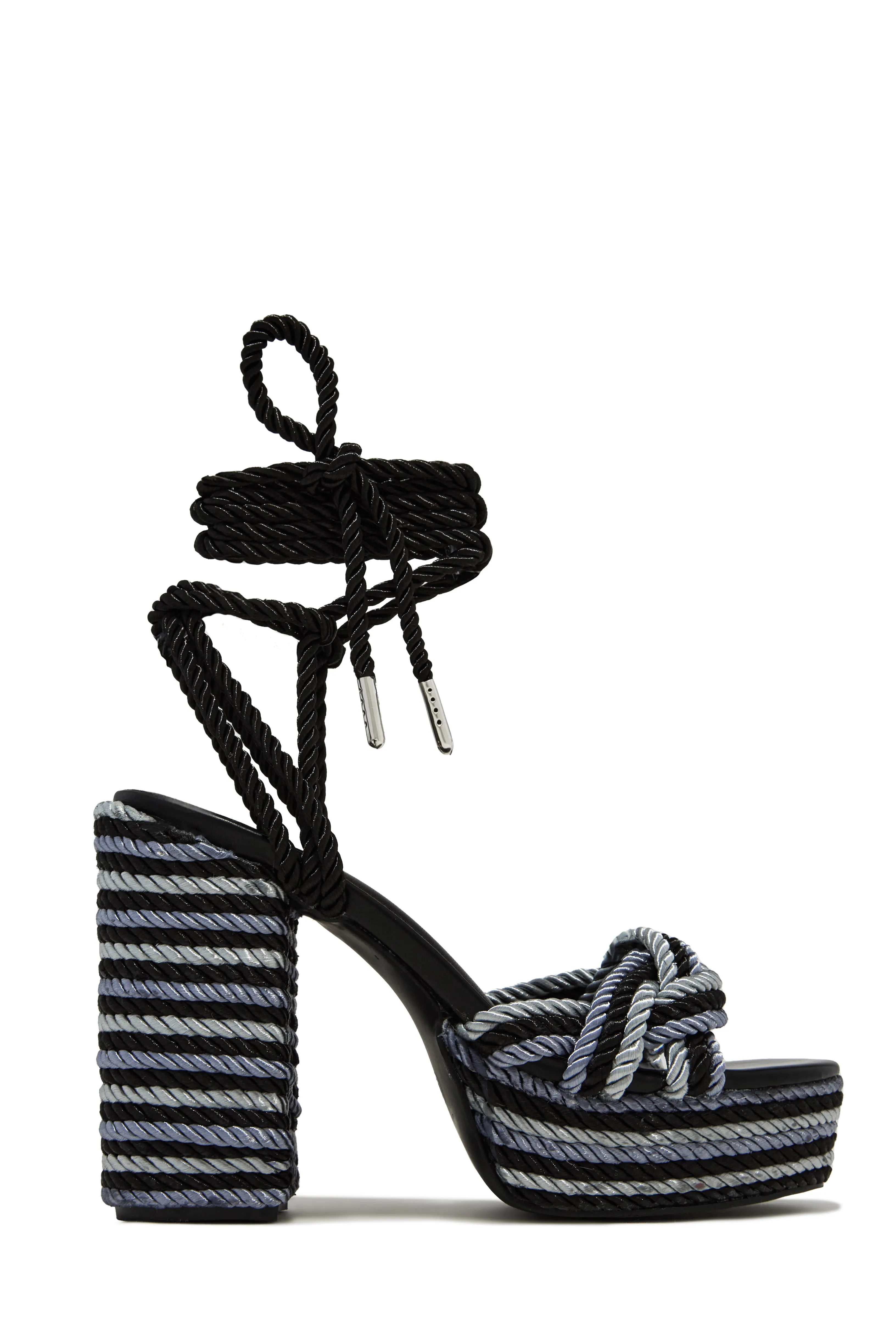 Jadin Lace Up Platform Block Heels - Green
