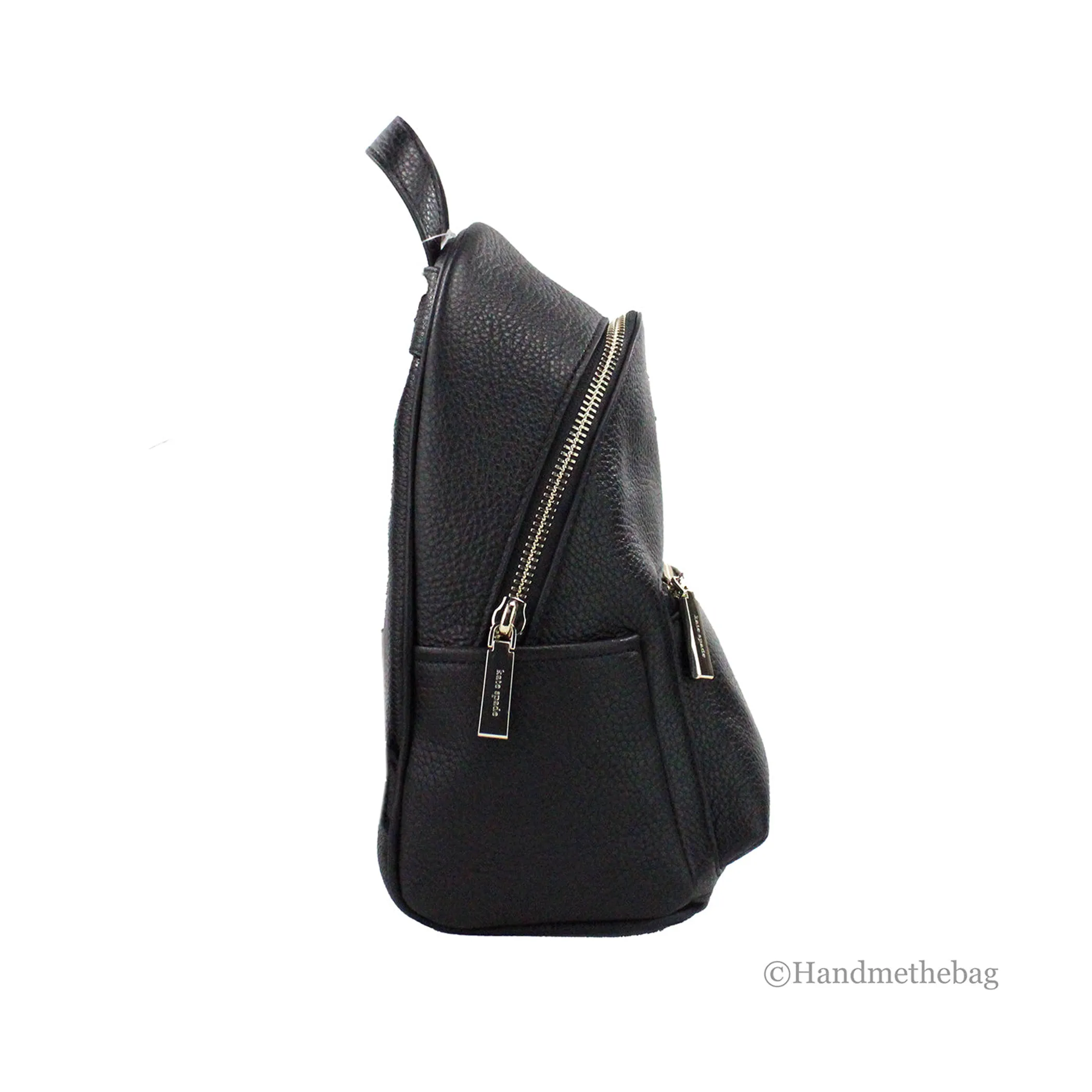 Kate Spade Leila Mini Black Leather Dome Backpack Bag